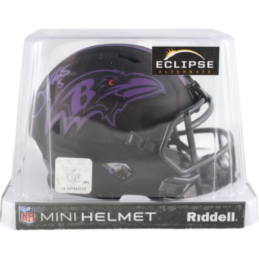 Joe Flacco Autographed/Signed Baltimore Ravens Eclipse Mini Helmet JSA 49656