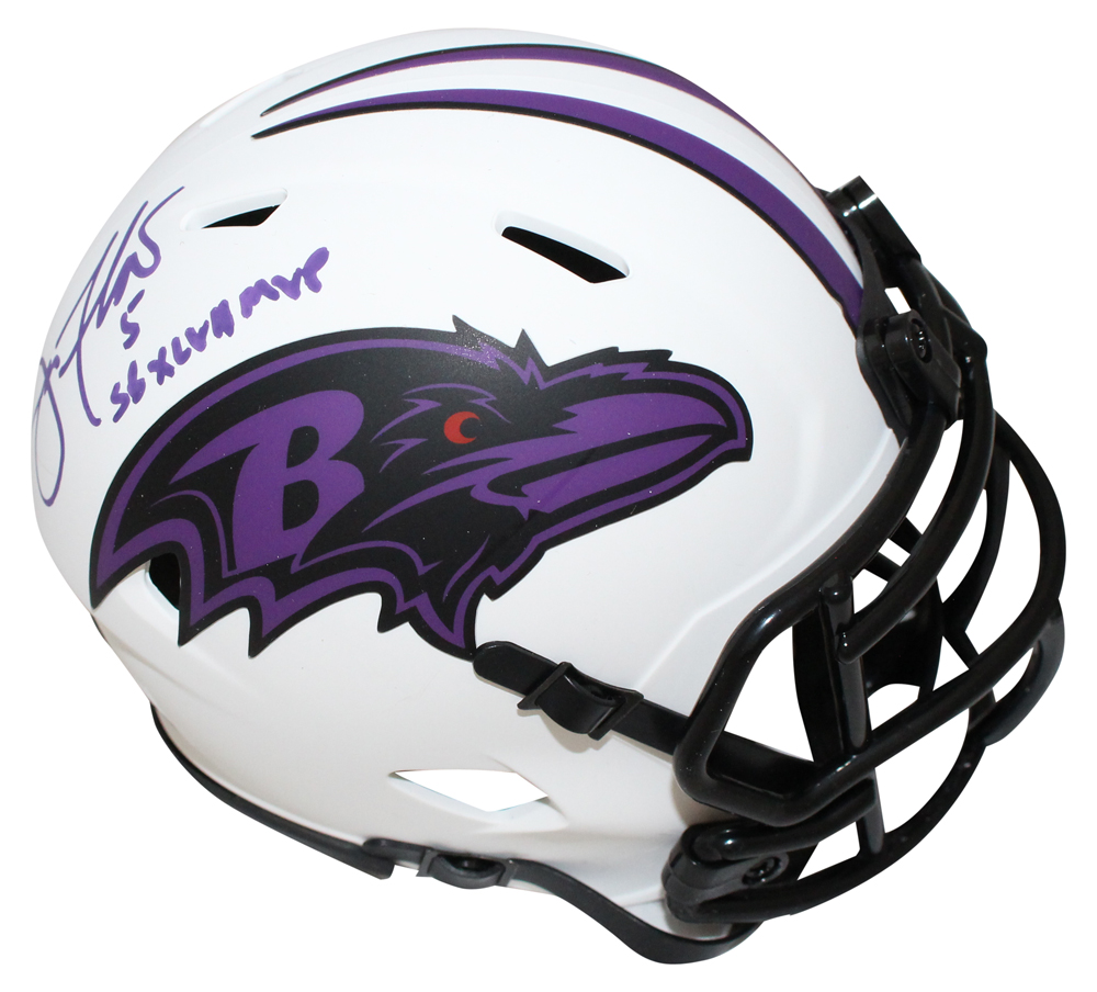 Joe Flacco Signed Baltimore Ravens Lunar Mini Helmet w/SB MVP