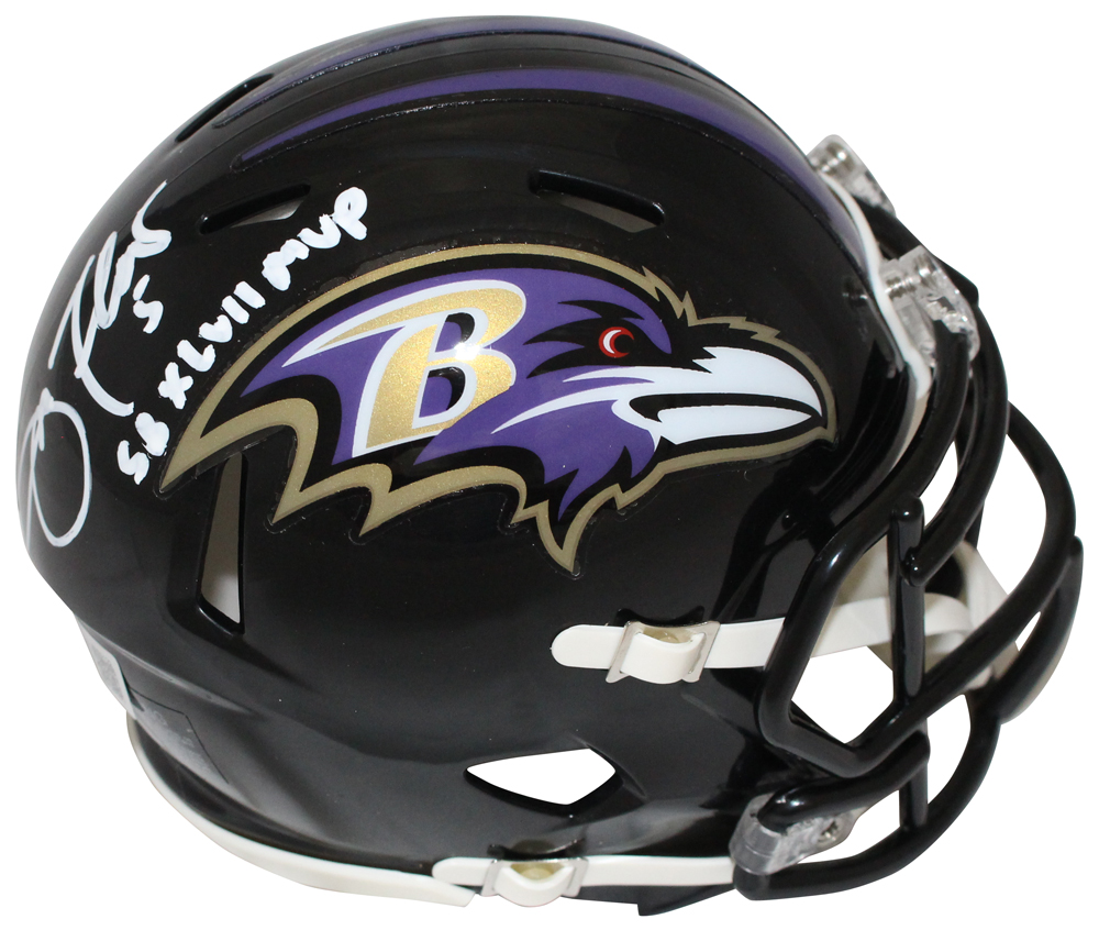 Joe Flacco Autographed/Signed Baltimore Ravens Mini Helmet w/SB MVP