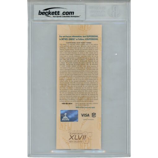 Joe Flacco Autographed Baltimore Ravens SB XLVII Ticket Stub MVP Beckett 49687