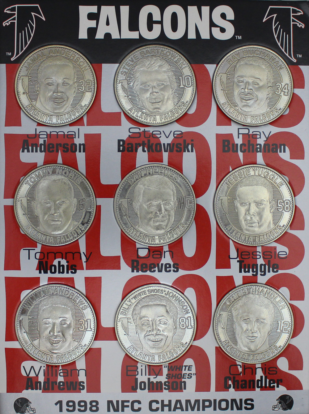 Atlanta Falcons 1998 NFC Champions Collectible Coin Set 9 Coins