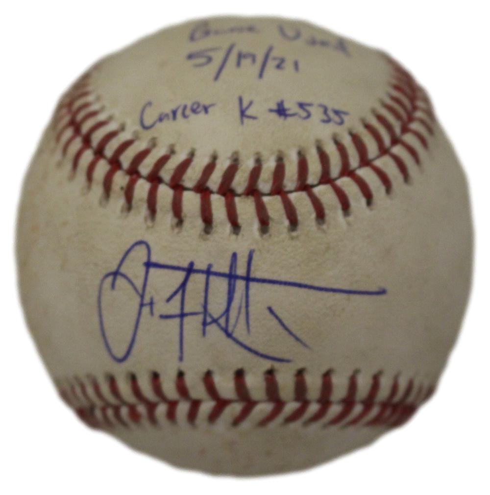 Jack Flaherty Autographed Game Used OML Baseball Cardinals MLB