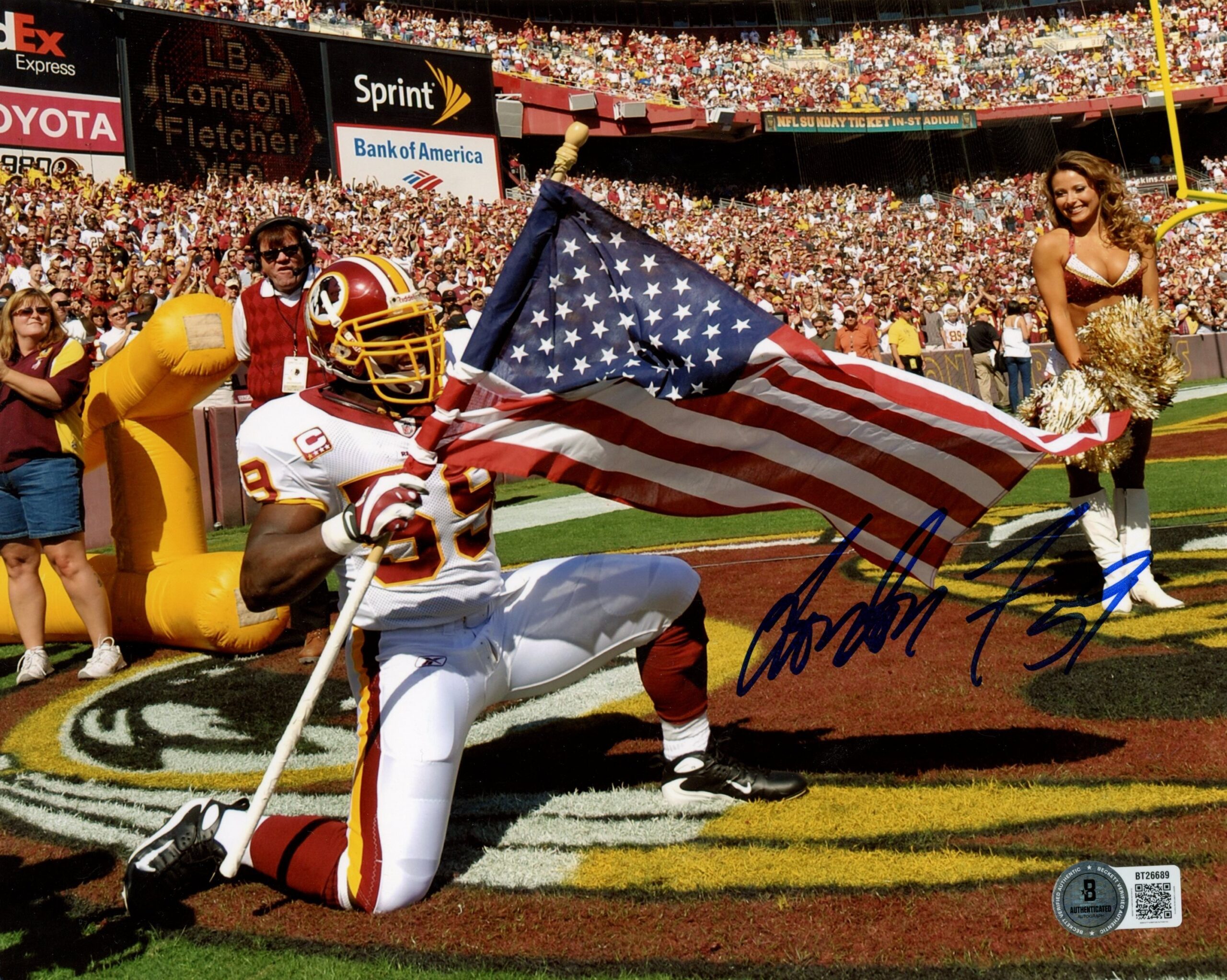 London Fletcher Autographed Washington Redskins 8x10 Photo Beckett 56842