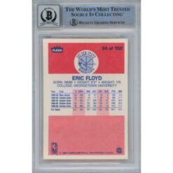 Eric Sleepy Floyd Autographed 1986 Fleer 34 Trading Card 10 Grade Beckett 47060