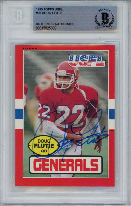 Doug Flutie Signed 1985 Topps #80 USFL Rookie Card Beckett Slab