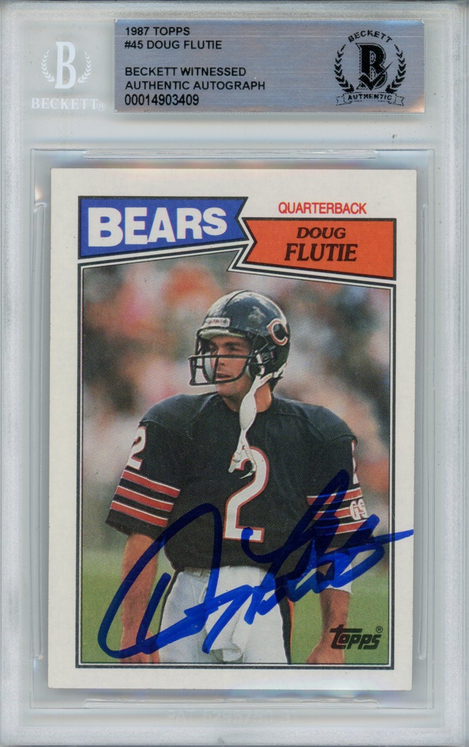 Doug Flutie Autographed/Signed 1987 Topps #45 Card Beckett  