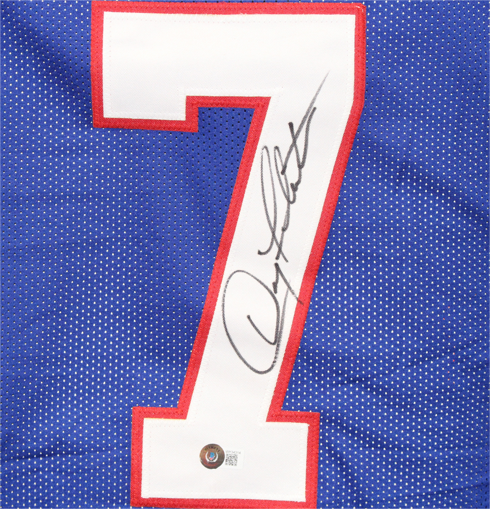 Doug Flutie Autographed/Signed Pro Style Blue XL Jersey Beckett