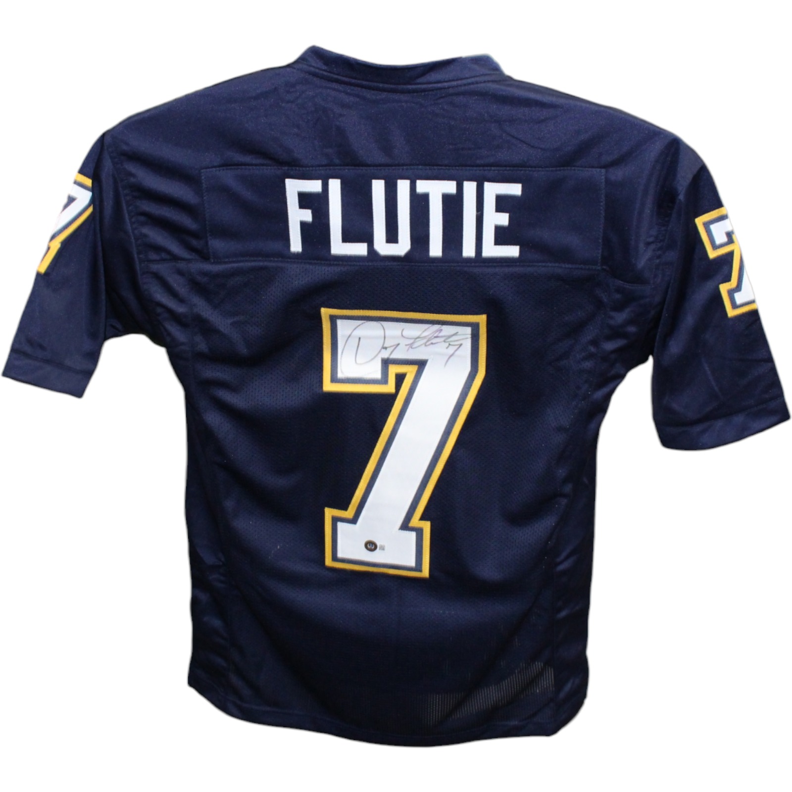Doug Flutie Autographed/Signed Pro Style Jersey Blue Beckett 