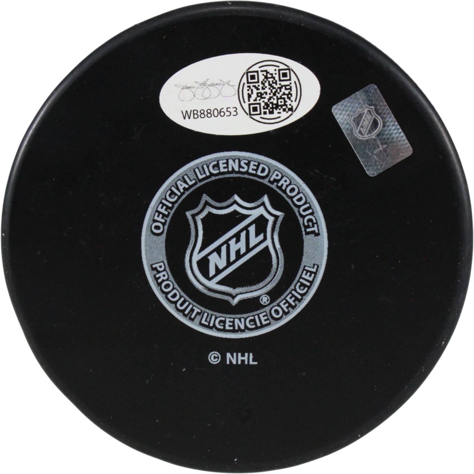 Mike Foligno Autographed Detroit Red Wings Logo Puck Foligno Leap JSA 53966