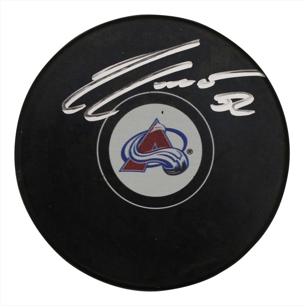 Adam Foote Autographed/Signed Colorado Avalanche Logo Puck Beckett