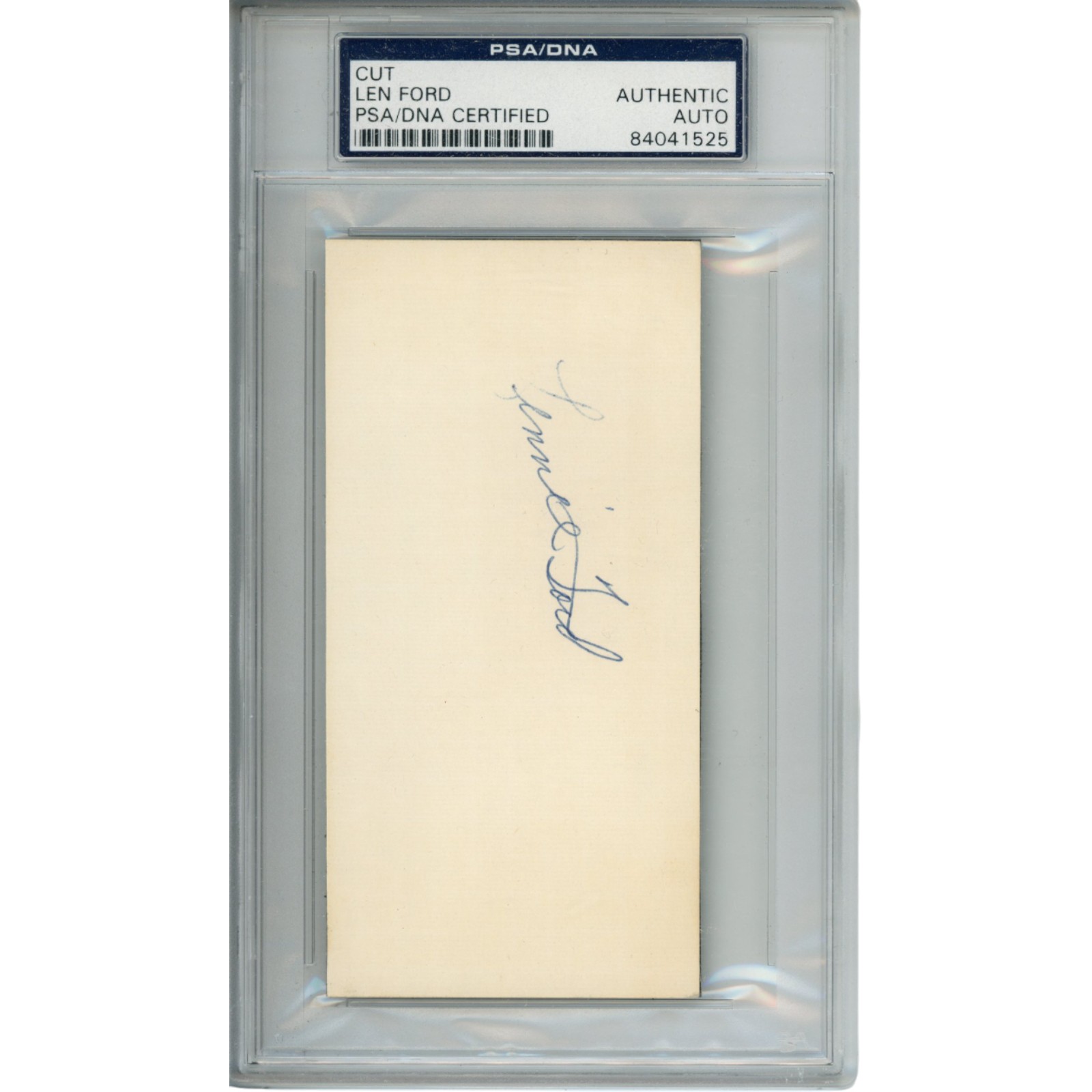 Len Ford Autographed/Signed Cleveland Browns 2 1/2 x 5" Cut PSA Slabbed 54790