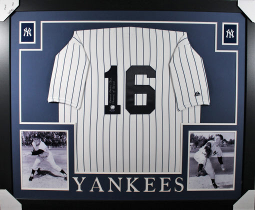 Whitey Ford Autographed New York Yankees Framed White Jersey Steiner 25335