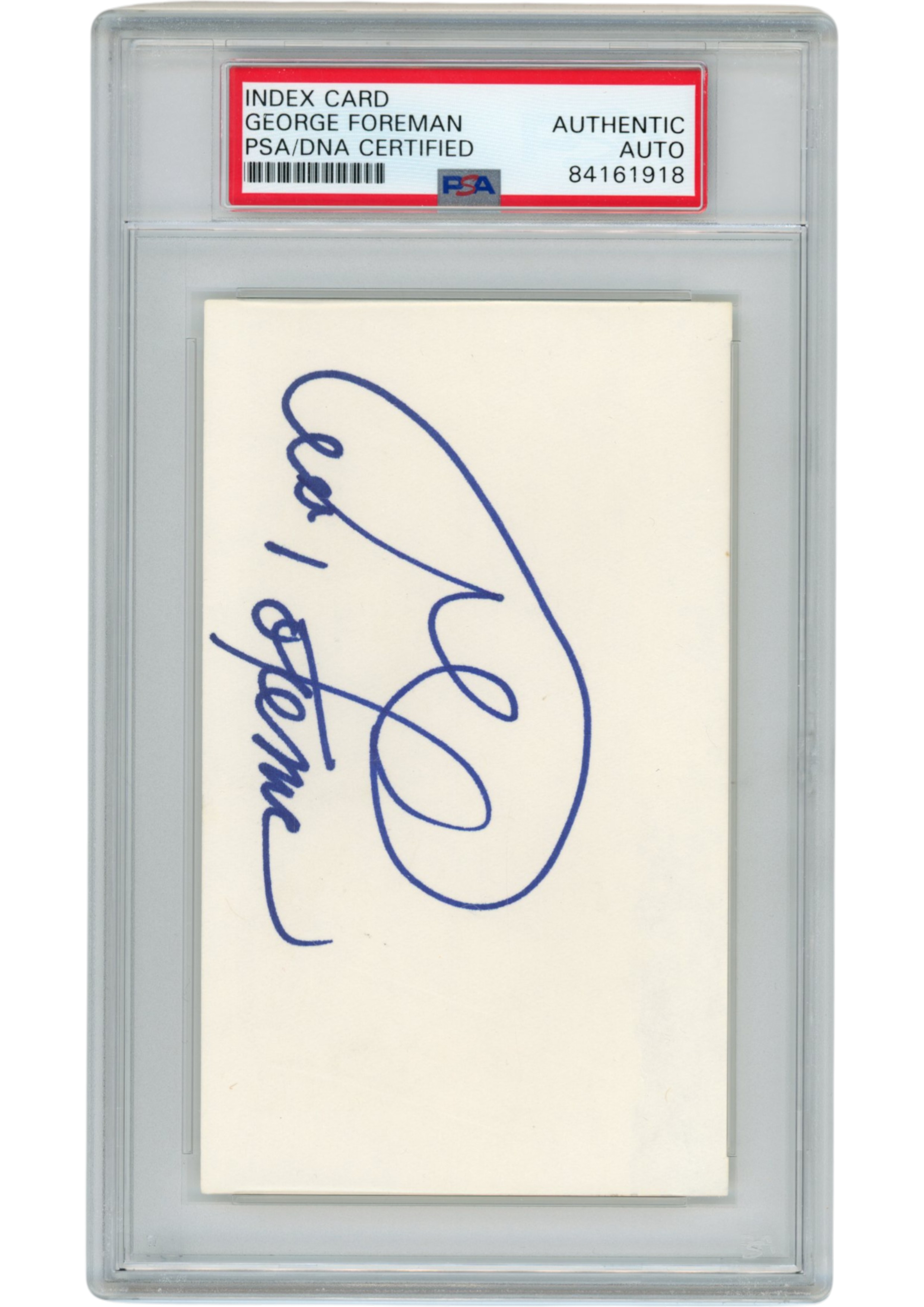 George Foreman Autographed/Signed Boxing Index Card Slabbed PSA 54906