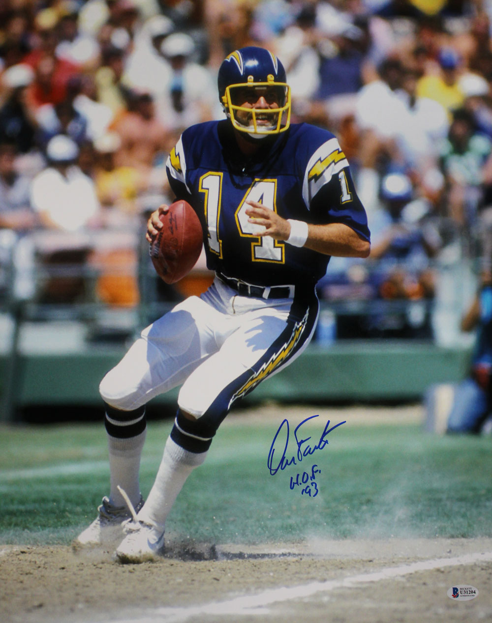Dan Fouts Autographed/Signed San Diego Chargers 16x20 Photo HOF BAS 29099