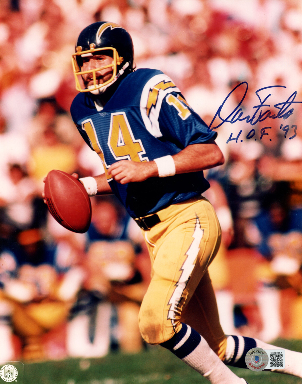 Dan Fouts Autographed San Diego Chargers 8x10 Photo HOF Beckett