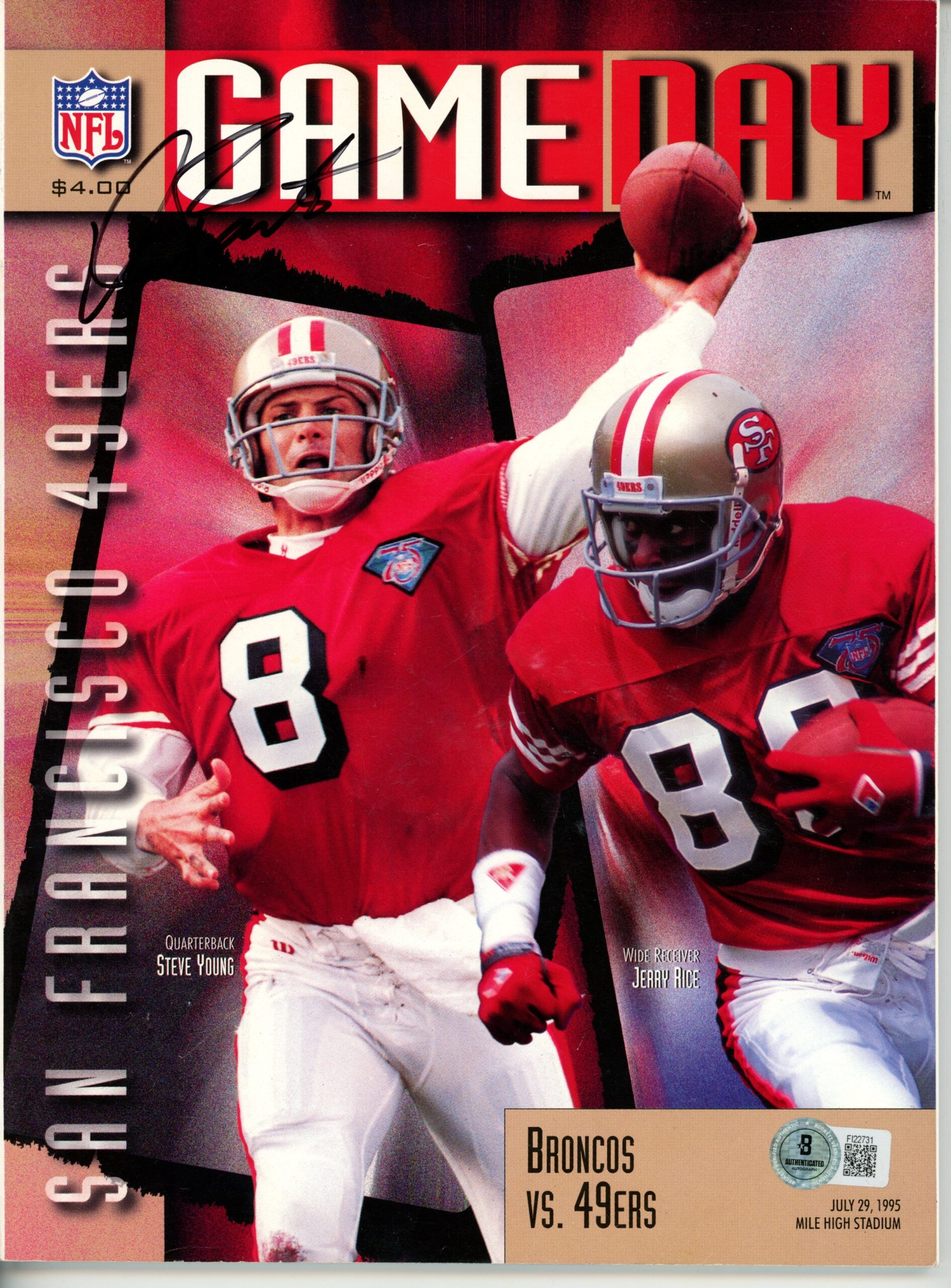 Dan Fouts Autographed San Francisco 49ers 1995 Gameday Magazine Beckett 55763