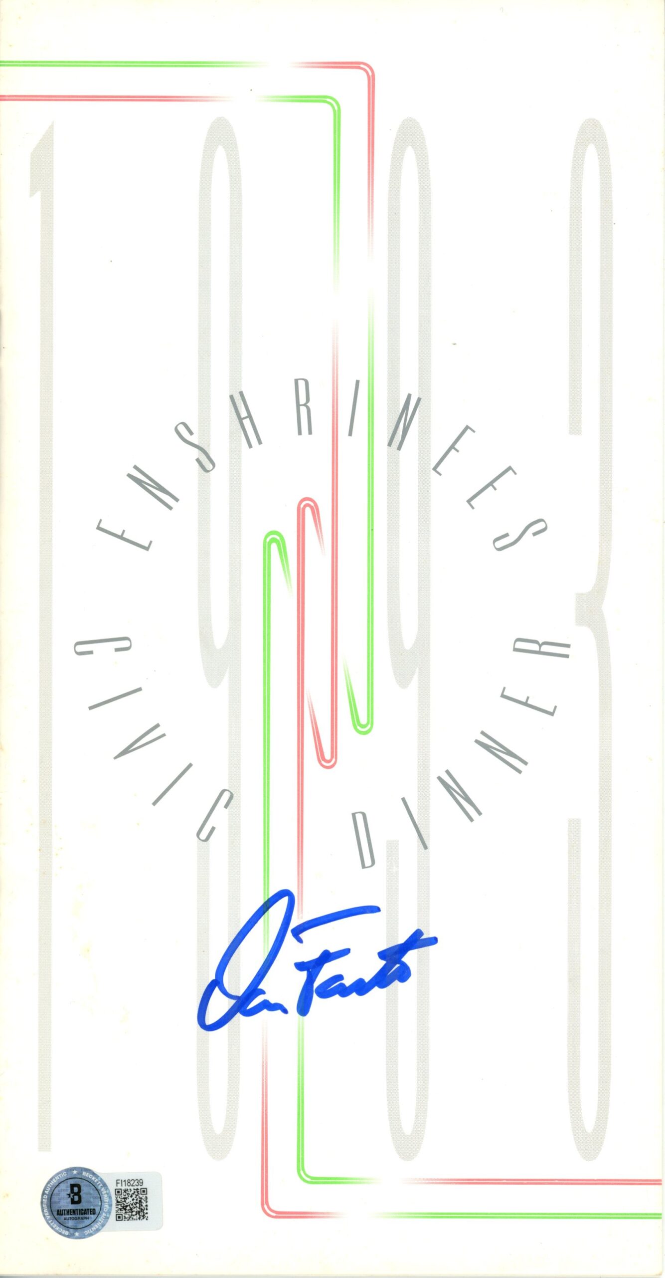 Dan Fouts Signed San Diego Chargers 93 Enshrinees Civic Dinner Program BAS 57203