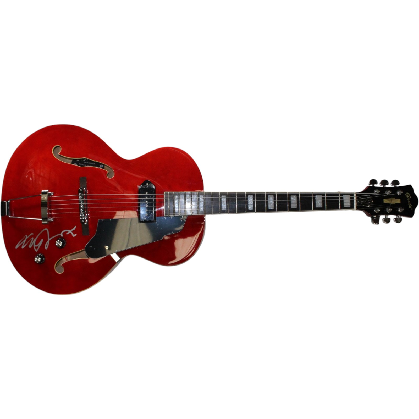 Michael J. Fox Autographed Back to The Future Grote Guitar Beckett Witness 57895