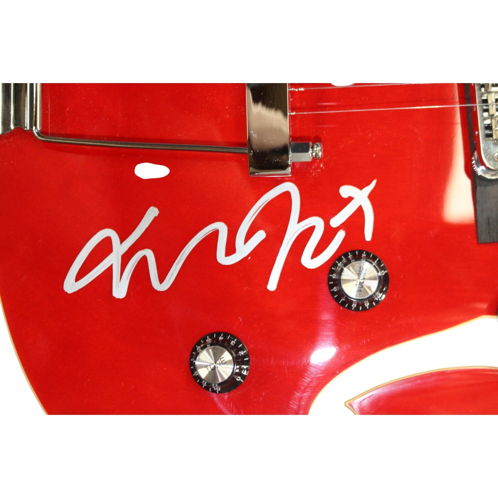 Michael J Michael J. Fox Autographed Back to The Future Grote Guitar Beckett Witness 57896