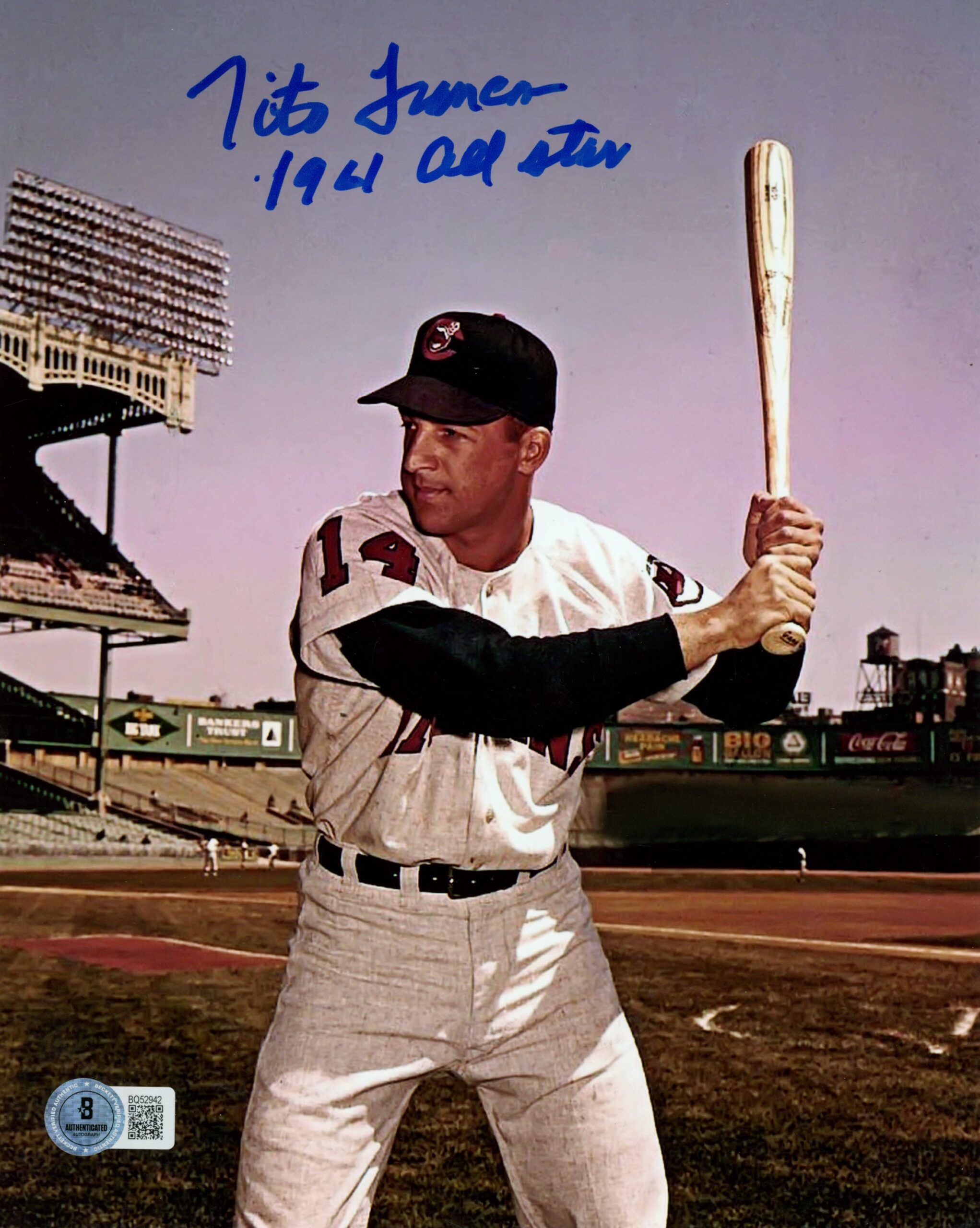 Tito Francona Autographed Cleveland Indians 8x10 Photo All Star Beckett 57453