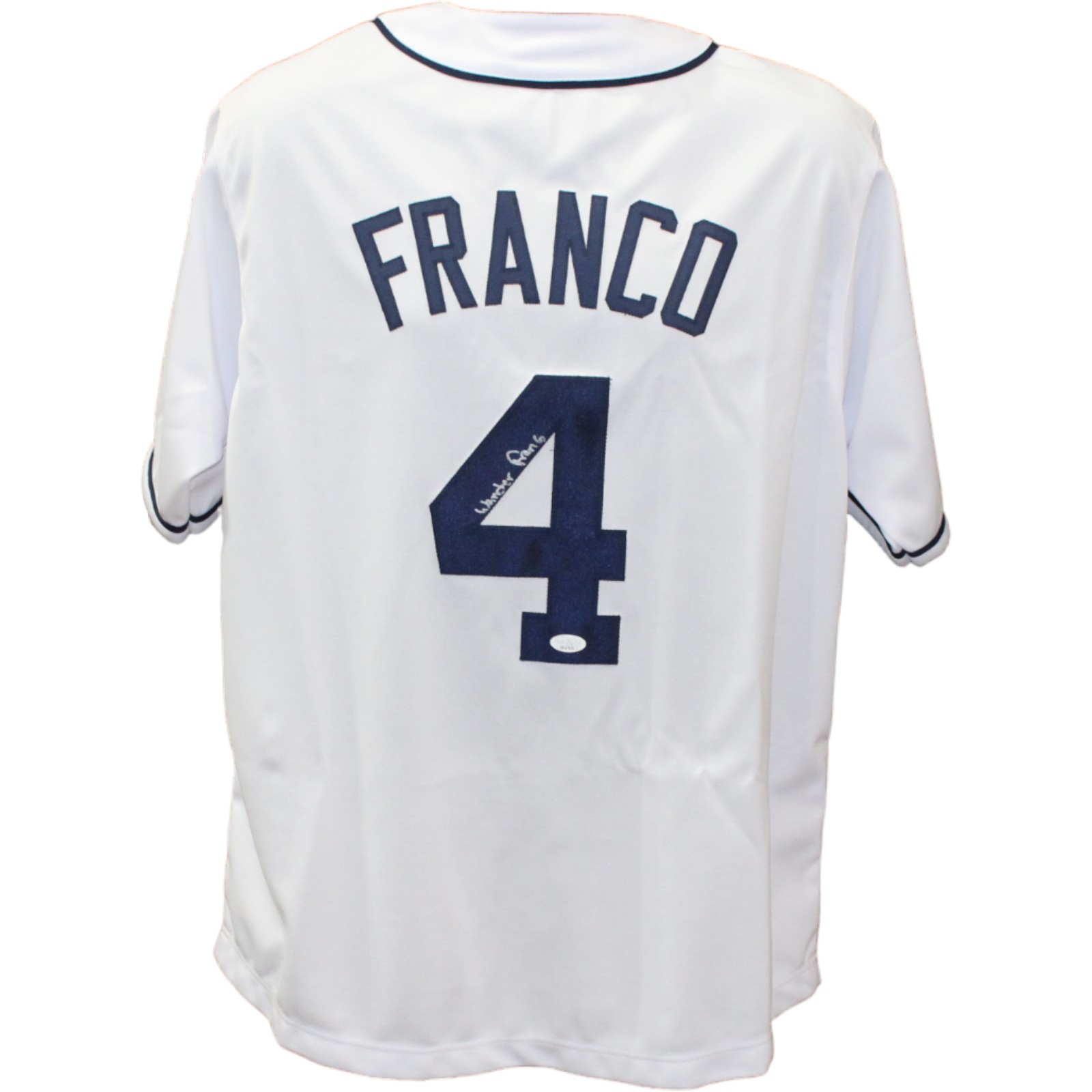 Wander Franco Autographed/Signed Pro Style White Jersey JSA 