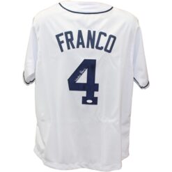 Wander Franco Autographed/Signed Pro Style White Jersey JSA 