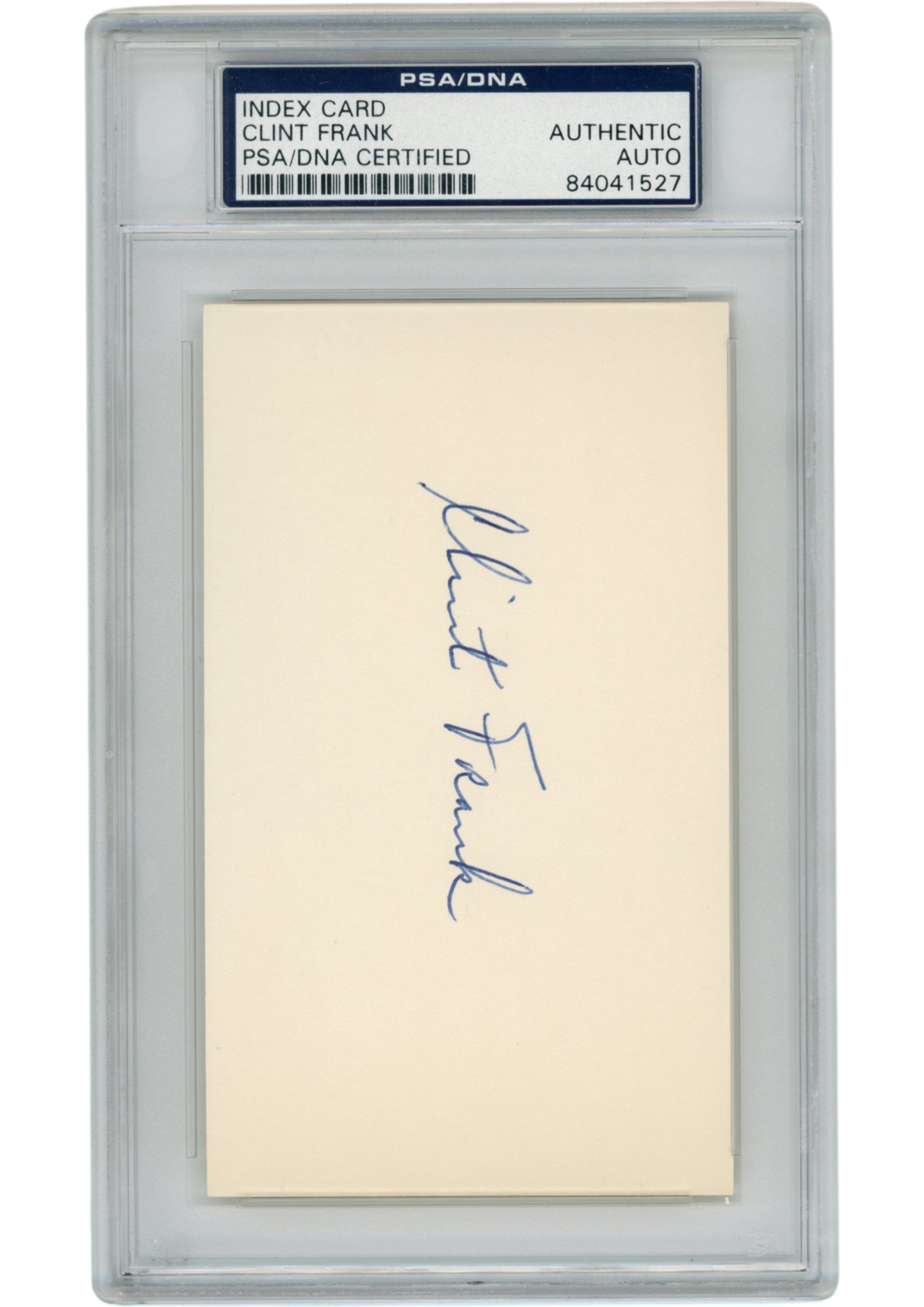Clint Frank Autographed/Signed Yale Bulldogs Index Card Slabbed PSA 54895