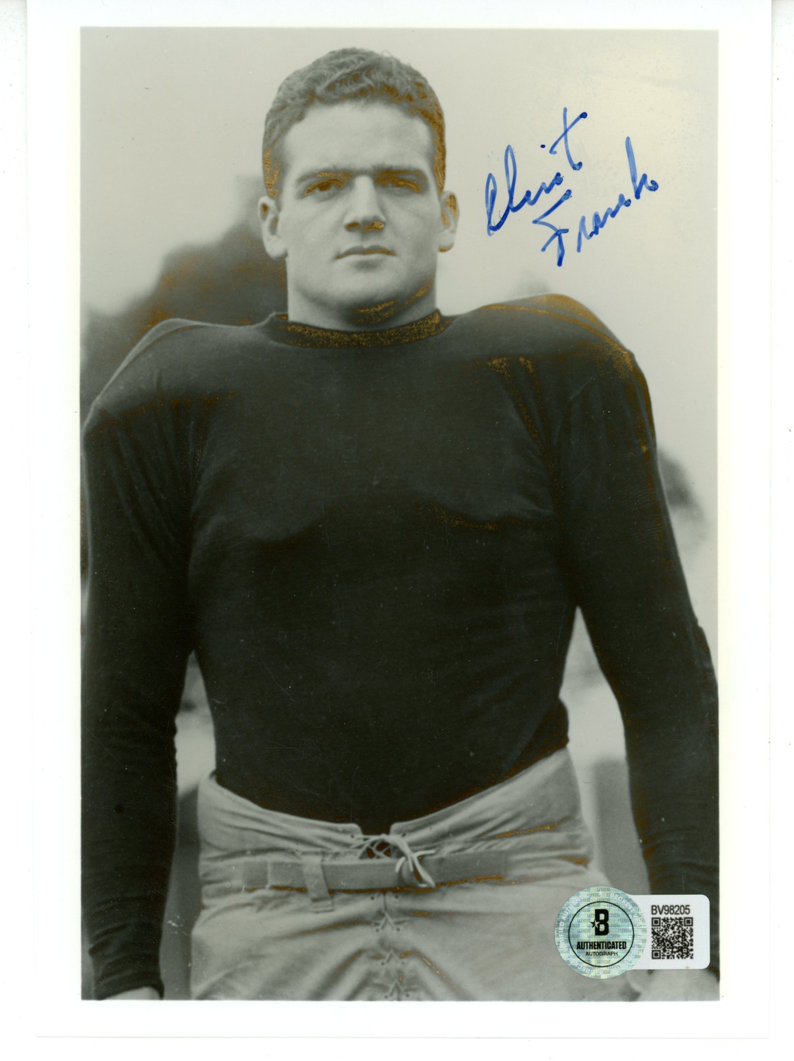 Clint Frank Autographed/Signed Yale Bulldogs 5x7" Photo Beckett 56092