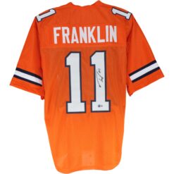 Troy Franklin Autographed/Signed Pro Style XL Orange Jersey Beckett 53870
