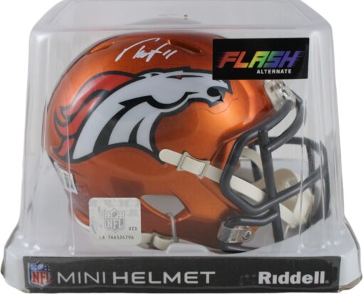 Troy Franklin Autographed/Signed Denver Broncos Flash Mini Helmet Beckett 59403