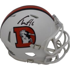 Troy Franklin Autographed Denver Broncos 23 Snowcap Mini Helmet Beckett 48001