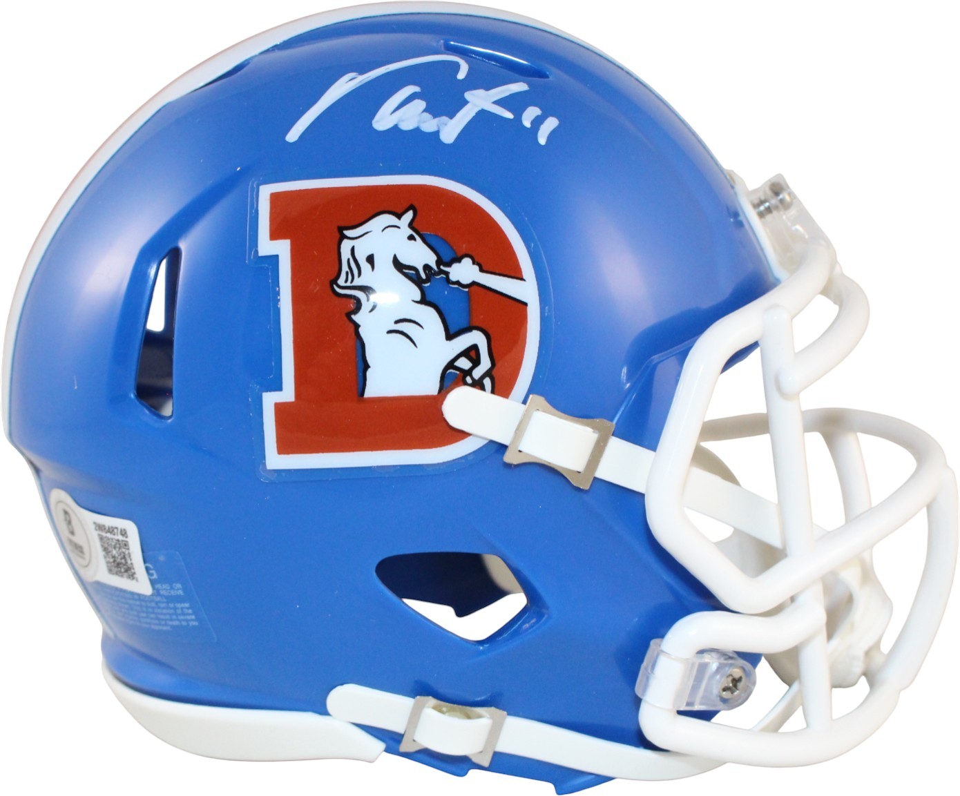 Troy Franklin Autographed/Signed Denver Broncos TB Mini Helmet Beckett W 59397