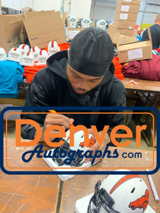 Troy Franklin Autographed Denver Broncos Lunar Mini Helmet Beckett 47999