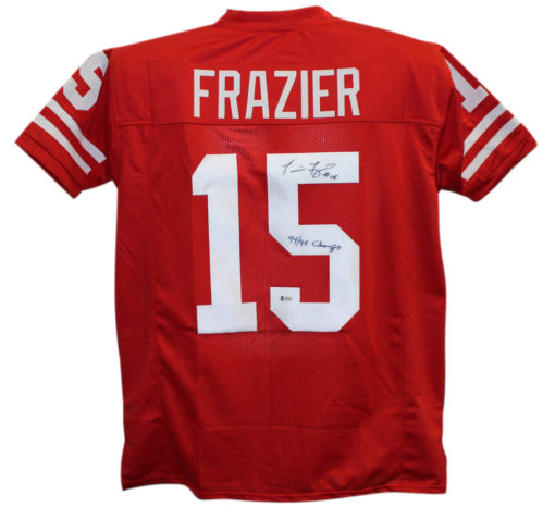 Tommie Frazier Autographed College Style Red XL Jersey Champs BAS 25535