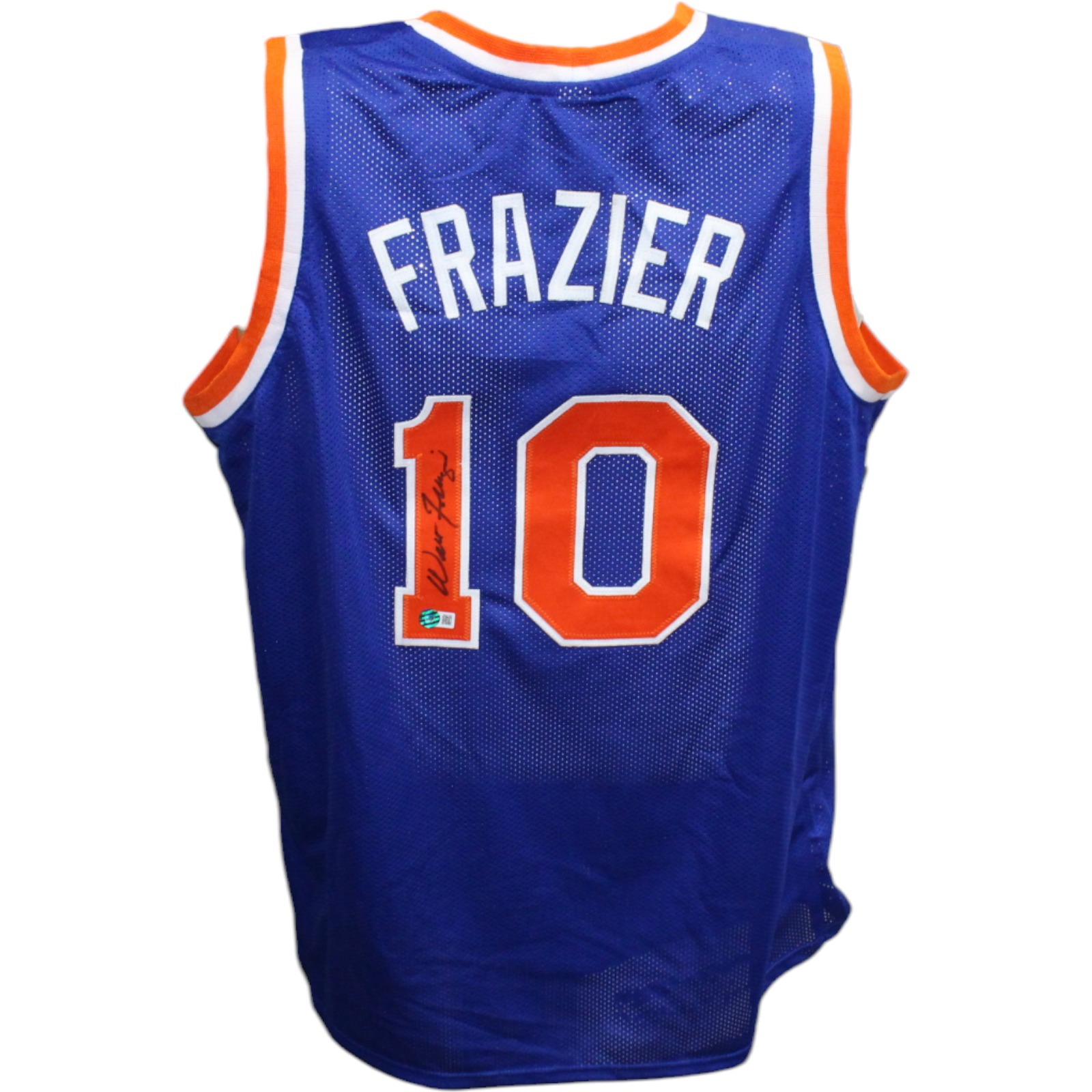 Walt Frazier Autographed/Signed Pro Style Blue Jersey HOF Beckett 