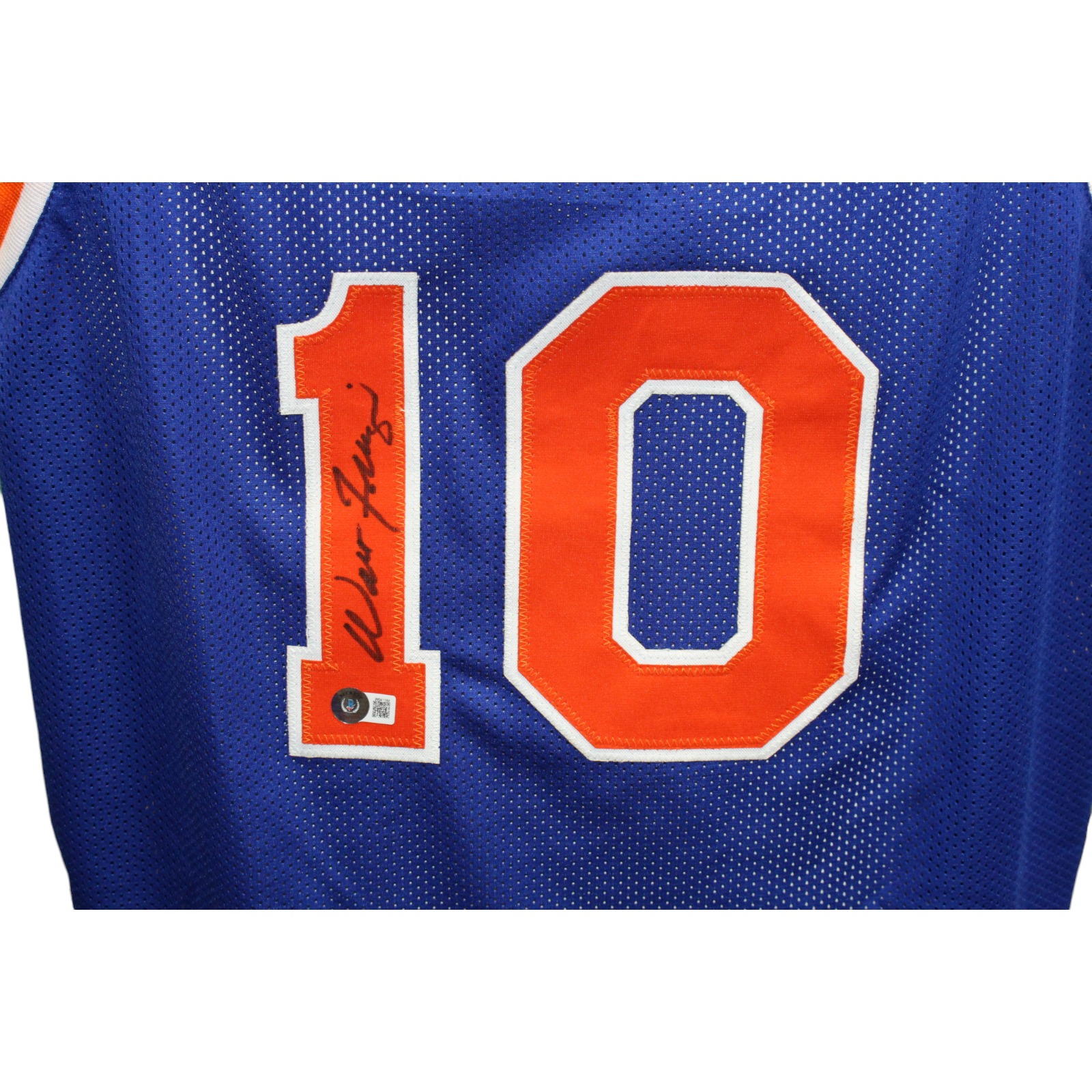 Walt Frazier Autographed/Signed Pro Style Blue Jersey HOF Beckett