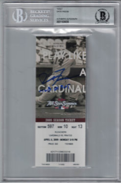 David Freese Autographed St Louis Cardinals Ticket MLB Debut BAS Slab 25245