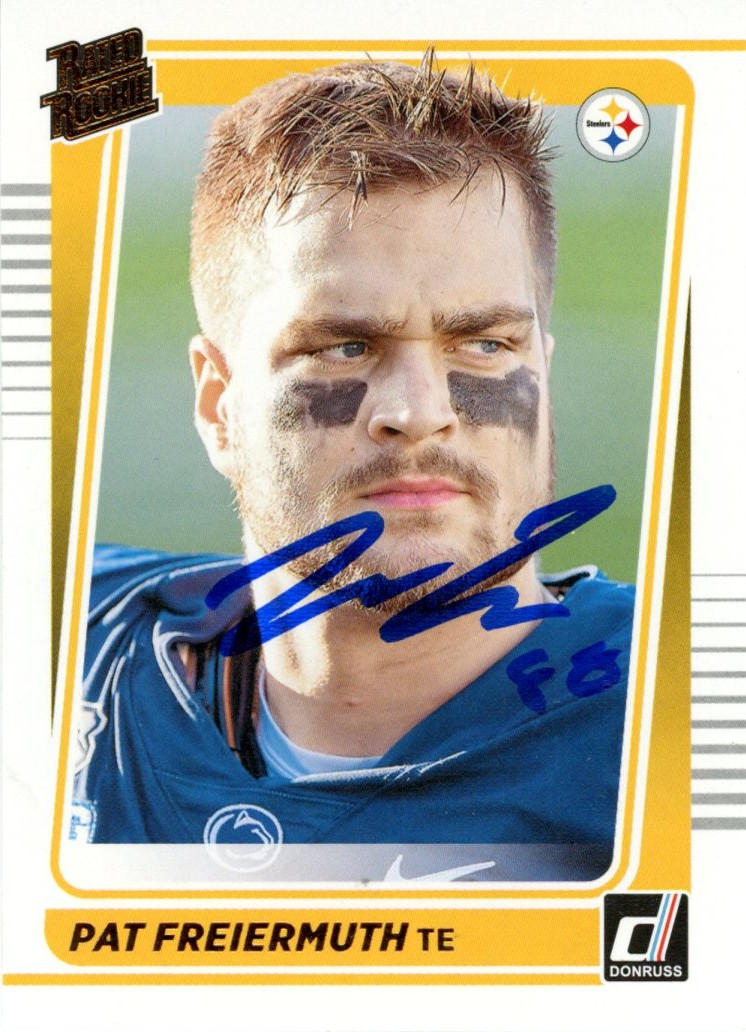 Pat Freiermuth Signed 21 Donruss Rated Rookie Gold Foil #281 Card Beckett 57003 1 Pat Freiermuth Signed 21 Donruss Rated Rookie Gold Foil #281 Card Beckett 57003