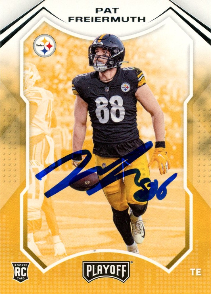 Pat Freiermuth Autographed 2021 Panini Playoff #217 Card Beckett Witness 56992