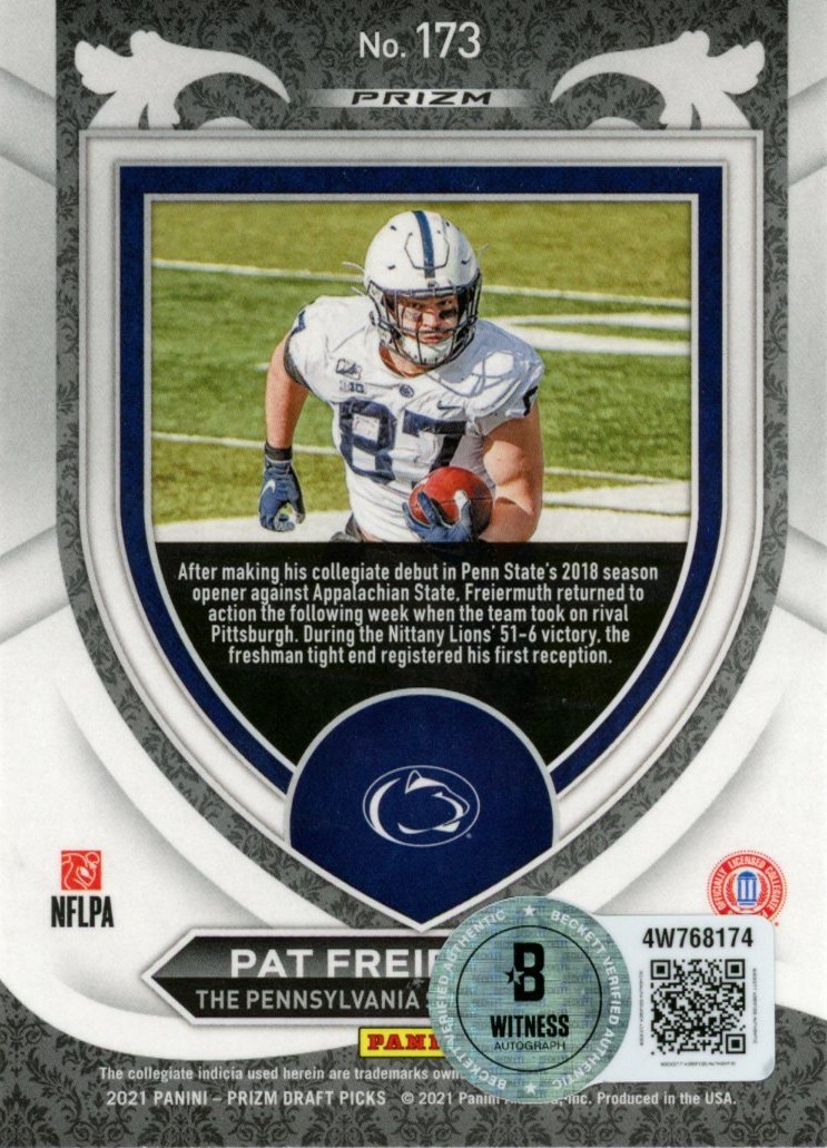Pat Freiermuth Signed 21 Prizm Draft Crusade Red White Blue #173 Beckett 56983 2 Pat Freiermuth Signed 21 Prizm Draft Crusade Red White Blue #173 Beckett 56983