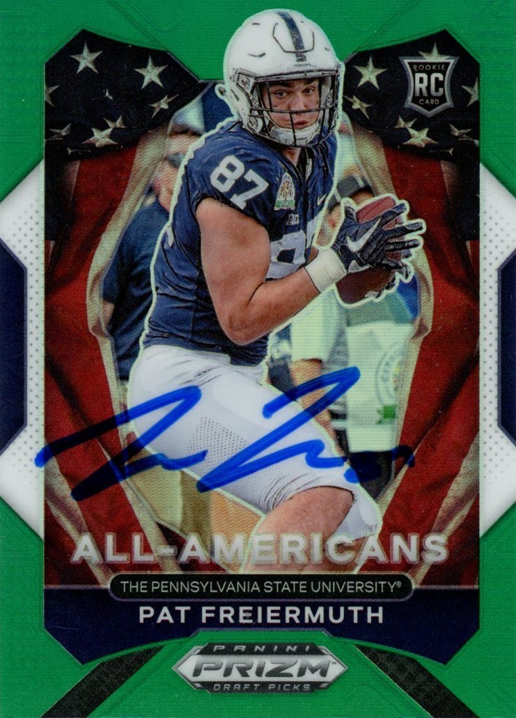 Pat Freiermuth Signed 21 Prizm Draft Picks USA Green #184 Card Beckett 56991