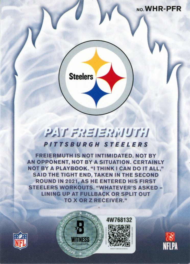Pat Freiermuth Signed 21 Panini Donruss White Hot Rookies #WHR-PFR Beckett 57006 2 Pat Freiermuth Signed 21 Panini Donruss White Hot Rookies #WHR-PFR Beckett 57006