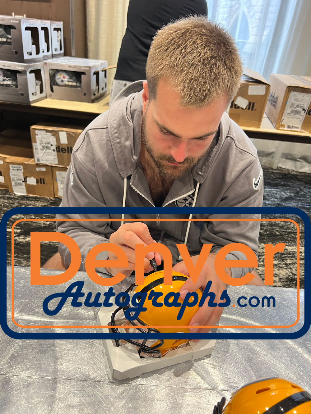 Pat Freiermuth Autographed Pittsburgh Steelers Mini Helmet Beckett Witness 53141 6 Pat Freiermuth Autographed Pittsburgh Steelers Mini Helmet Beckett Witness 53141