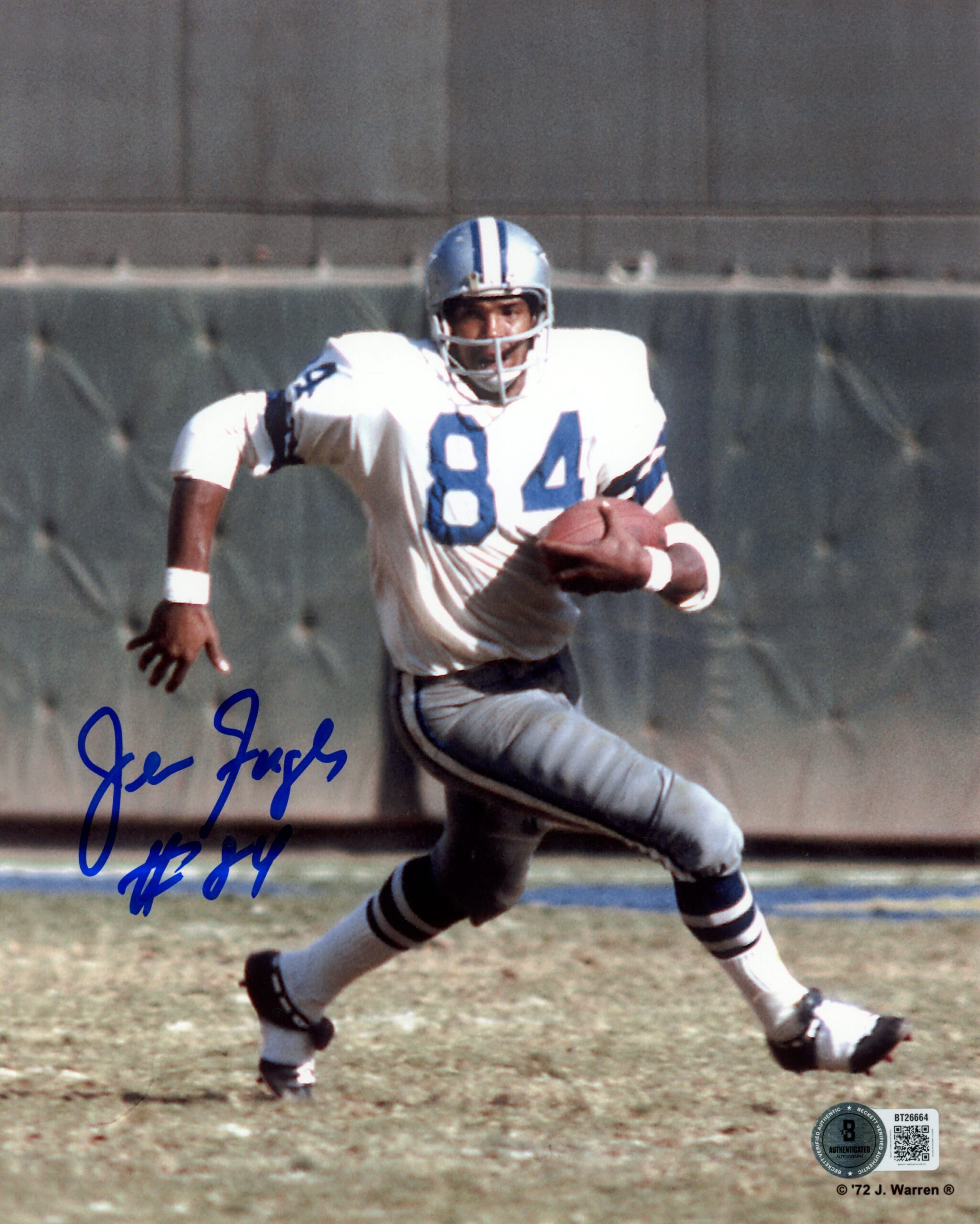 Jean Fugett Autographed/Signed Dallas Cowboys 8x10 Photo Beckett 56677
