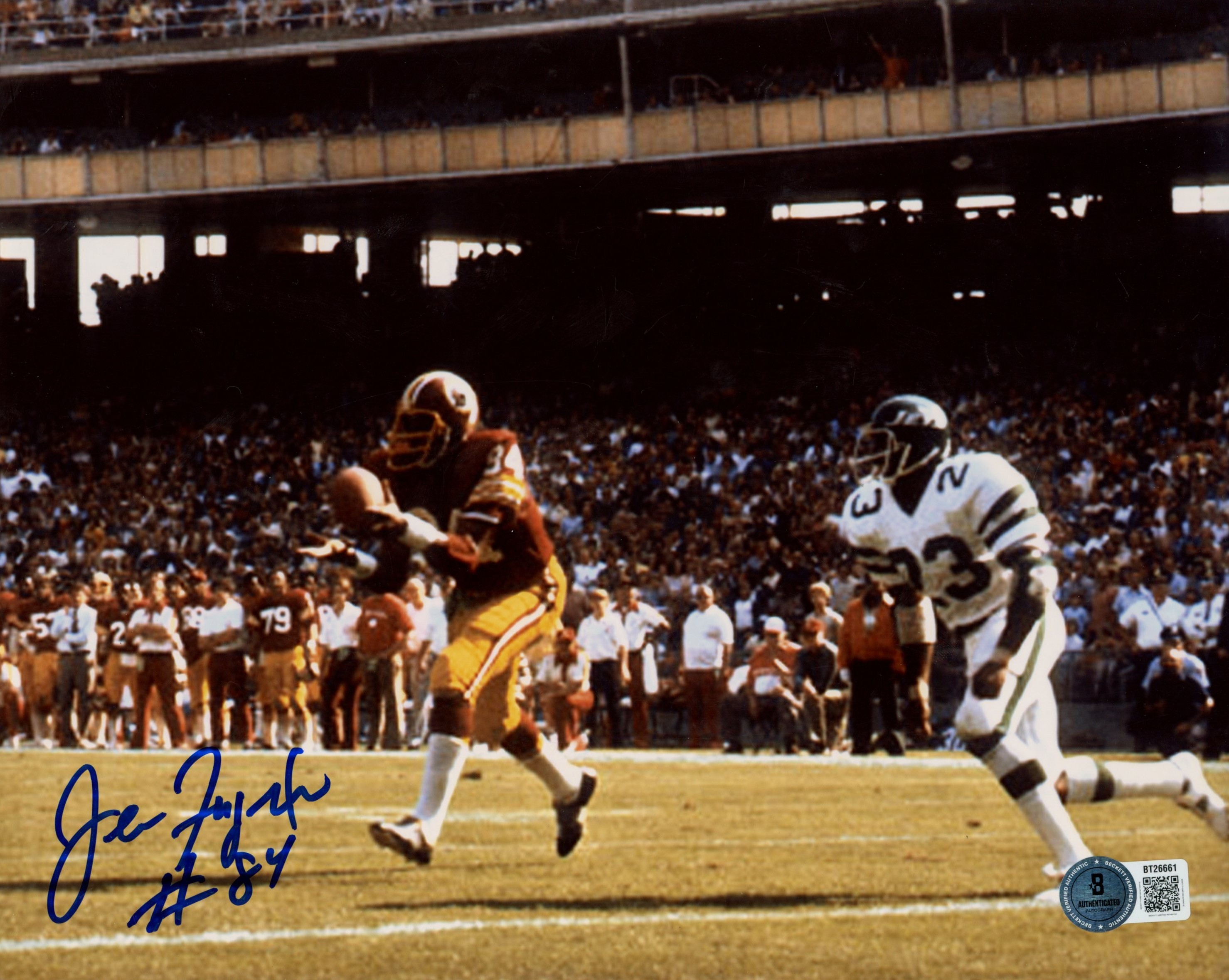 Jean Fugett Autographed/Signed Washington Redskins 8x10 Photo Beckett 56678