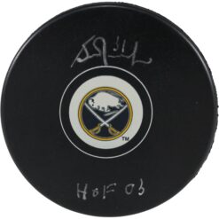 Grant Fuhr Autographed/Signed Buffalo Sabres Logo Puck HOF JSA 53955