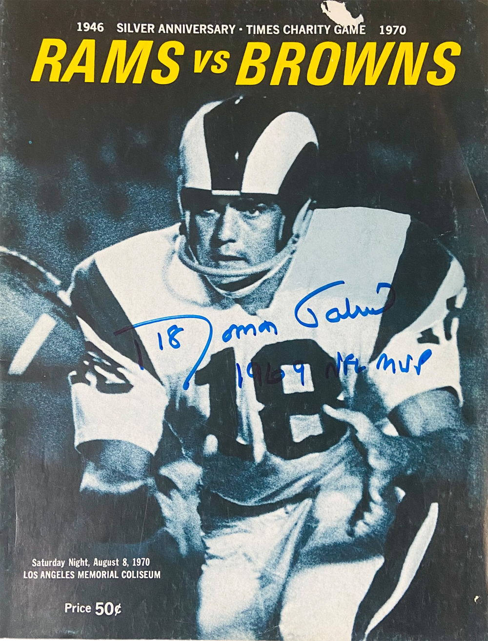 Roman Gabriel Autographed Los Angeles Rams 1970 Magazine MVP Beckett