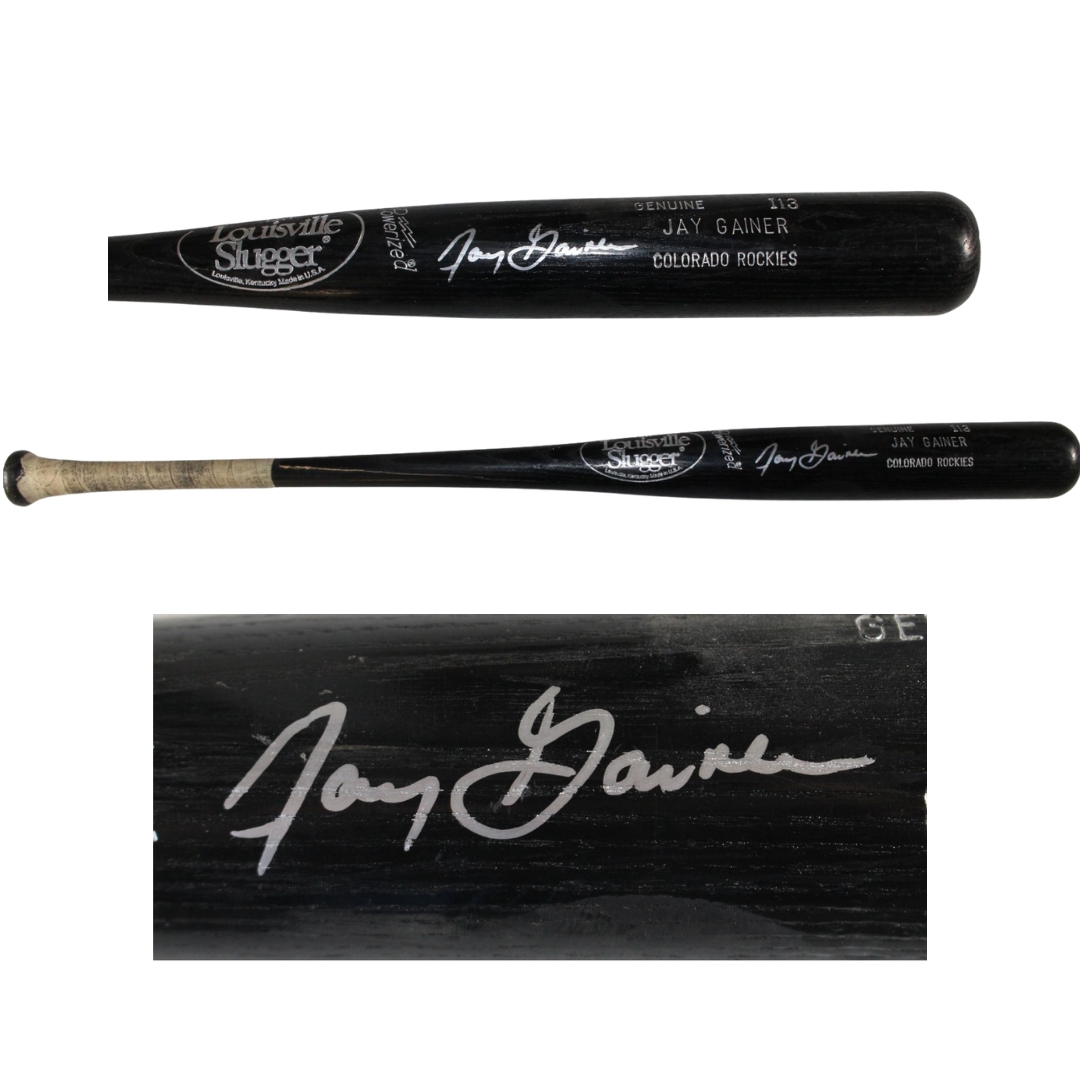 Jay Gainer Autographed Colorado Rockies Game Used Louisville Slugger Bat 53918