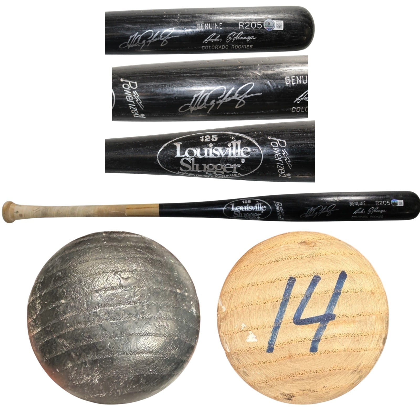 Andres Galarraga Autographed Colorado Rockies Game Used Broken LS Bat BAS 57276