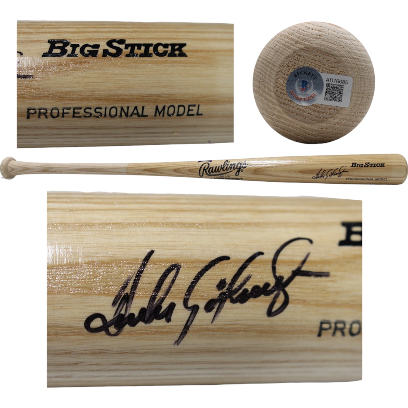 Andres Galarraga Autographed Rawlings Blonde Big Stick Bat Beckett 44324